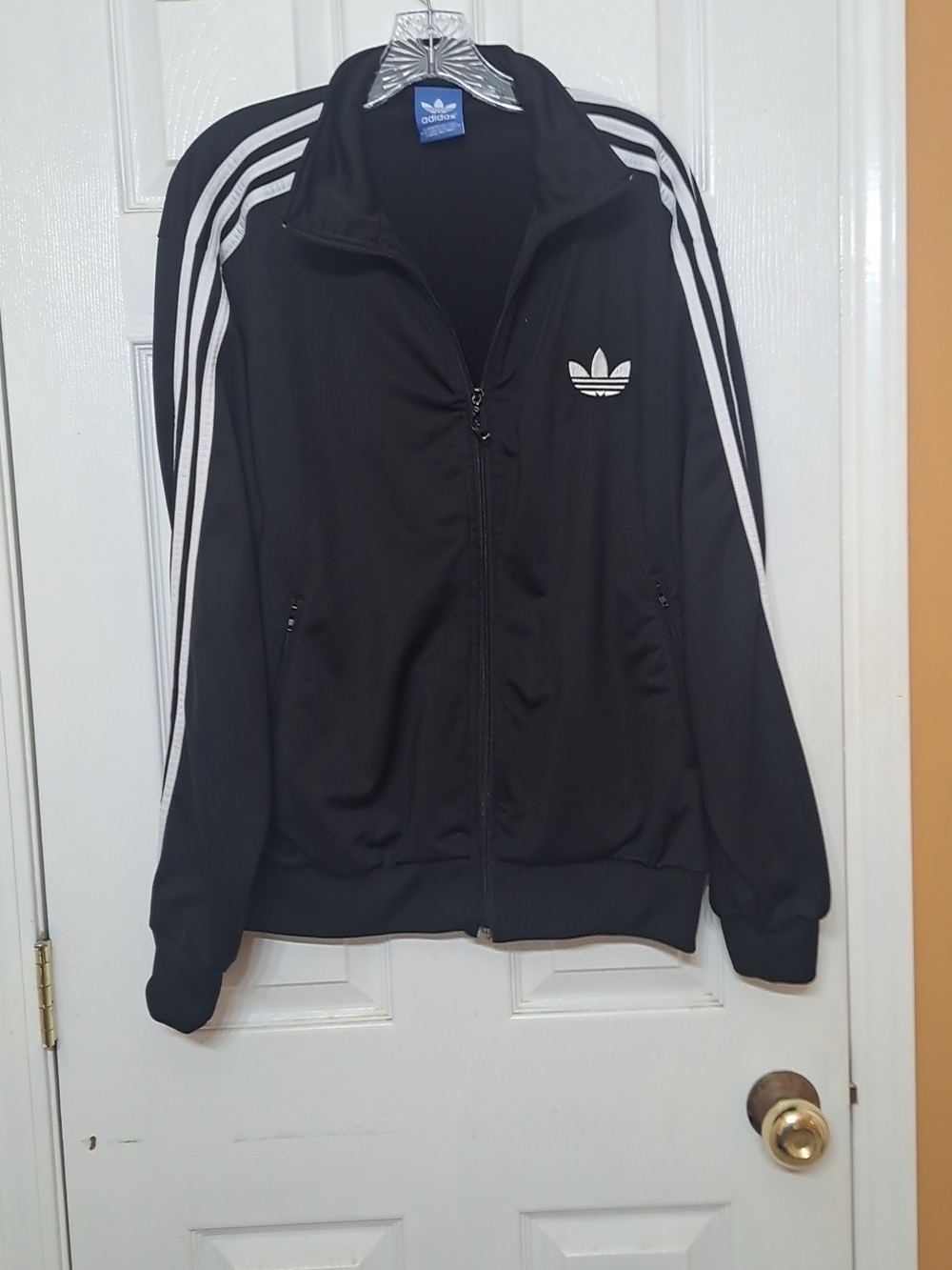 adidas Black Track Jacket with White Stripes